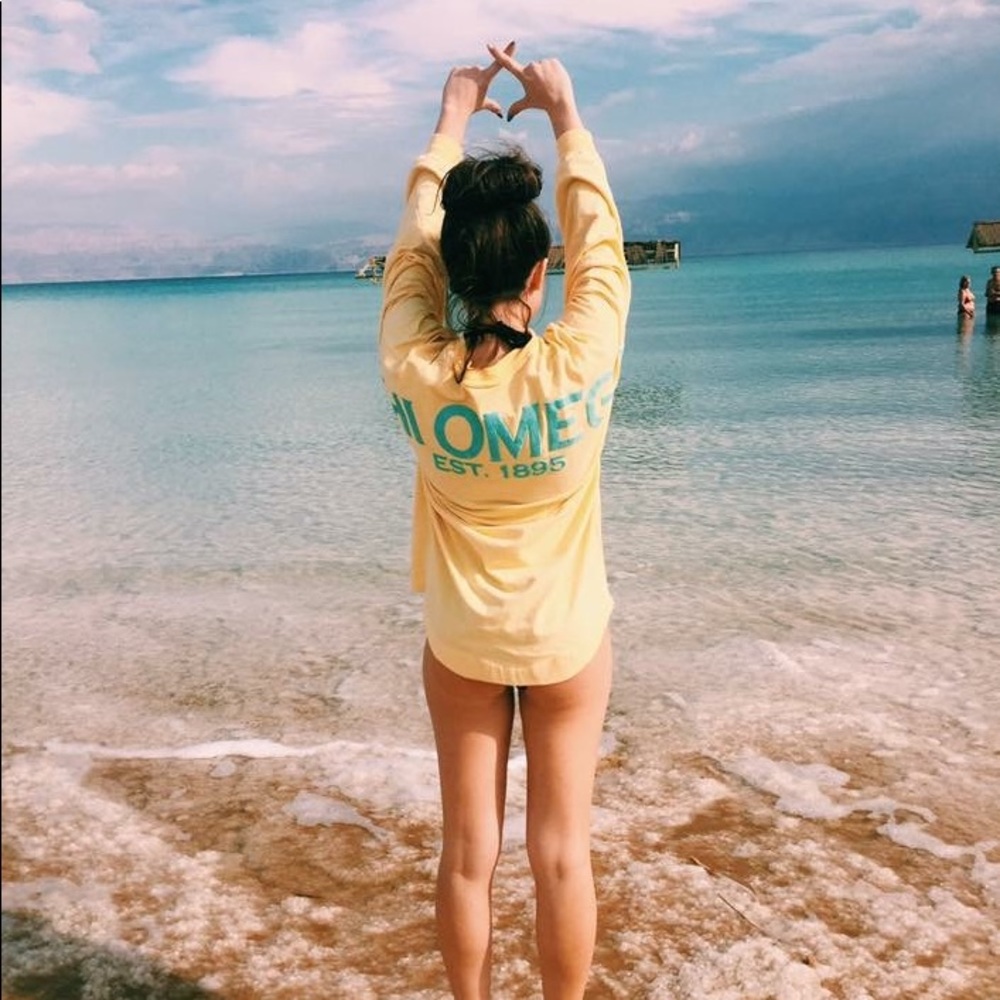 Yellow Chi Omega spirit jersey size small
